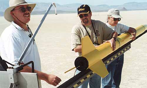 loading the rocket onto the rail